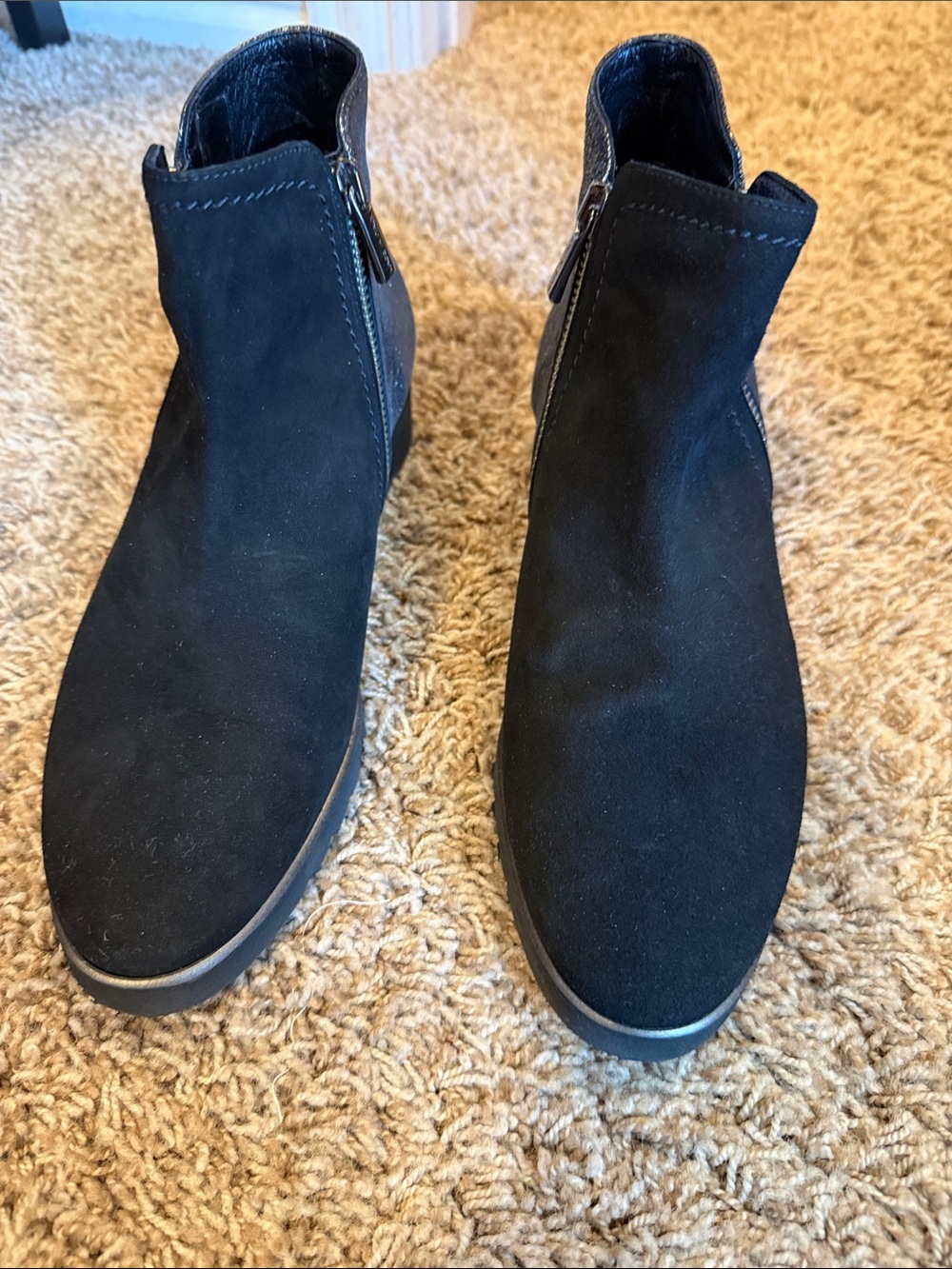 Cordani Black Suede Ankle Booties with Side Zipper